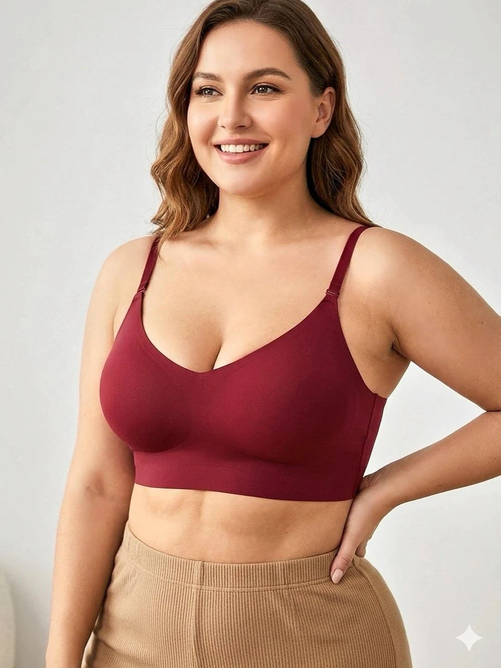 Red Backless Seamless Wireless Push-Up Bra Adjustable Straps Low Back XL NWT